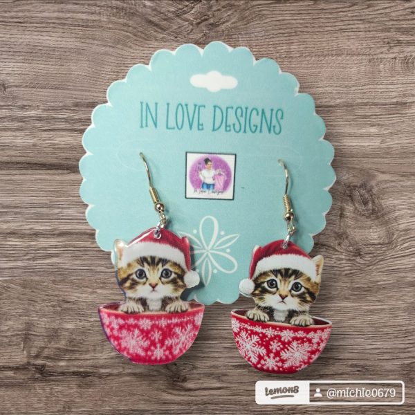 Christmas Kitten Earrings