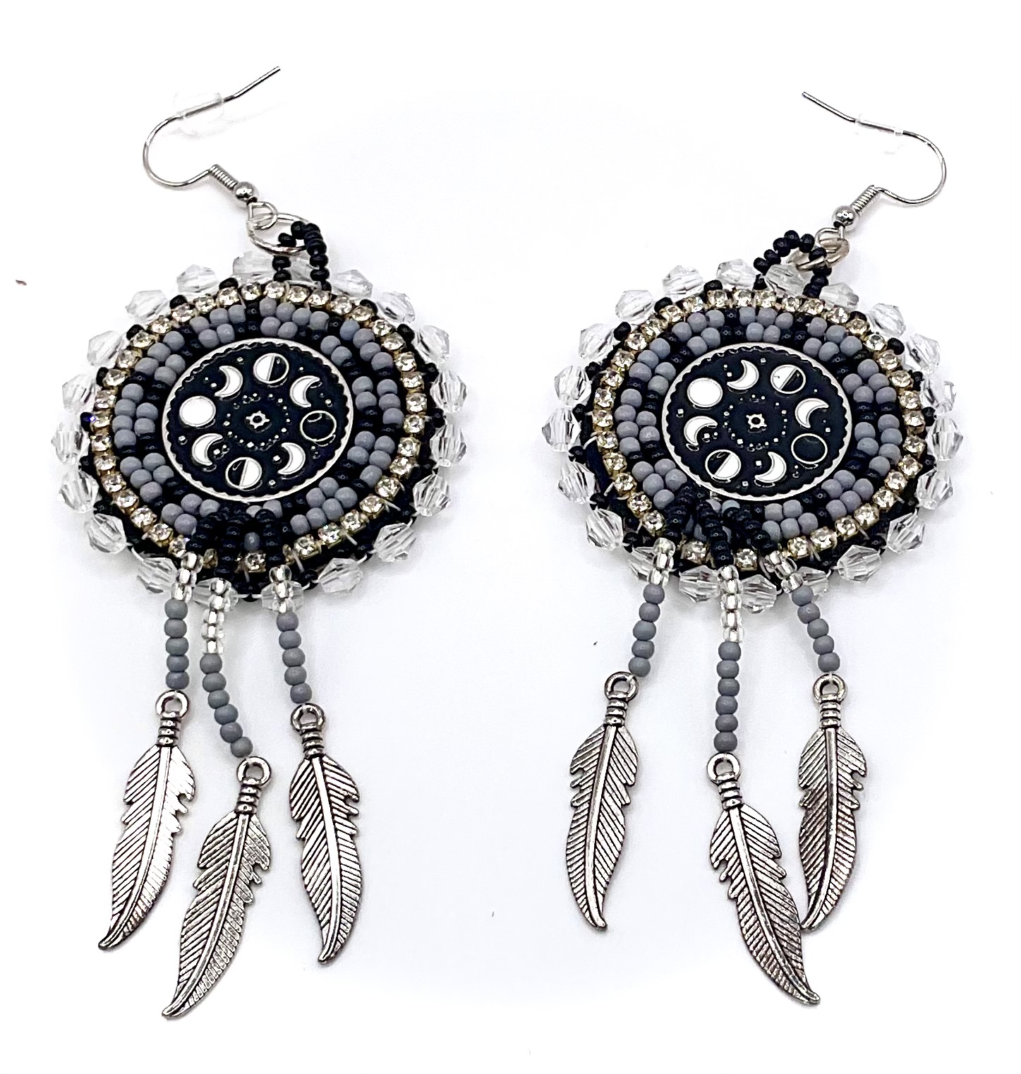 hypoallergenic moon phase dreamcatcher earrings hypoallergenic moon phase dreamcatcher earrings