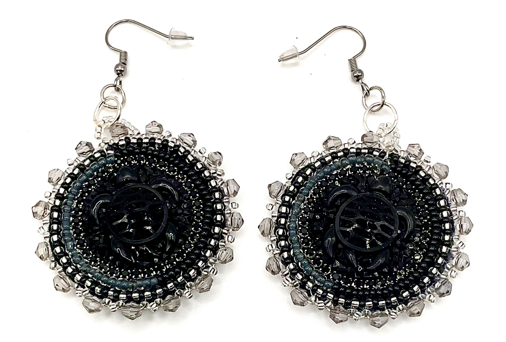 handcrafted beaded turtle earrings — hypoallergenic hooks handcrafted beaded turtle earrings — hypoallergenic hooks