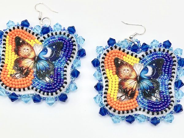 handcrafted sun & moon butterfly earrings — hypoallergenic hooks