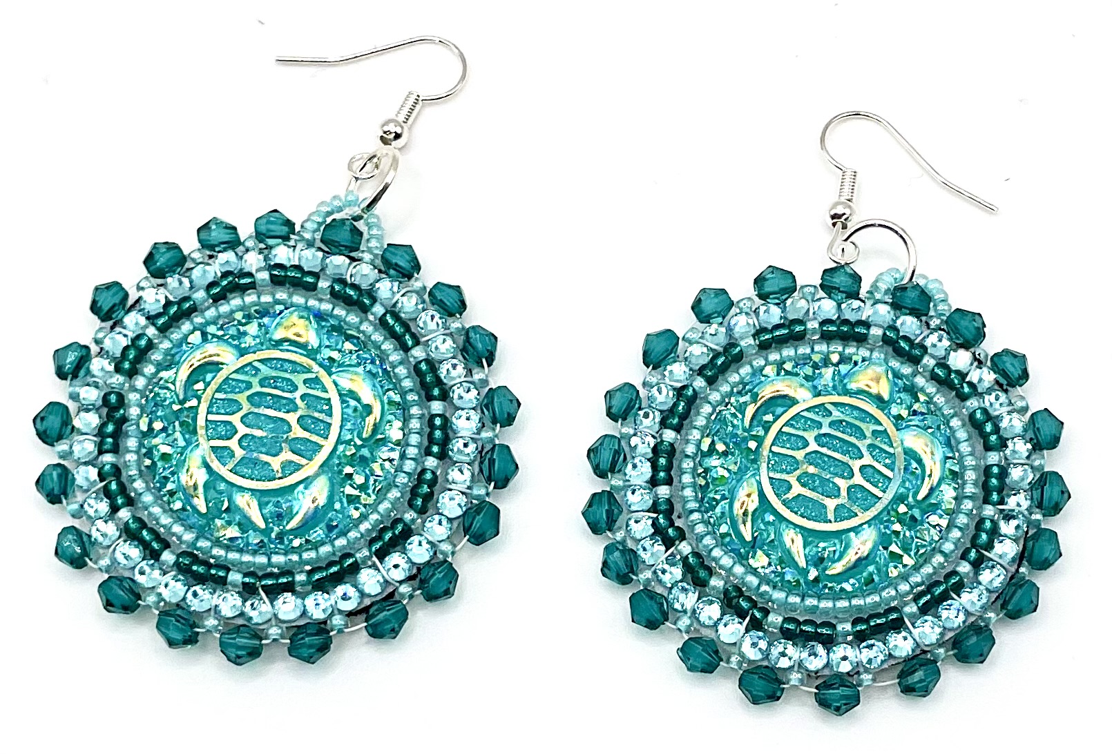 handcrafted turquoise turtle earrings — hypoallergenic hooks handcrafted turquoise turtle earrings — hypoallergenic hooks
