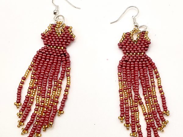 handcrafted red dress fringe earrings — hypoallergenic hooks