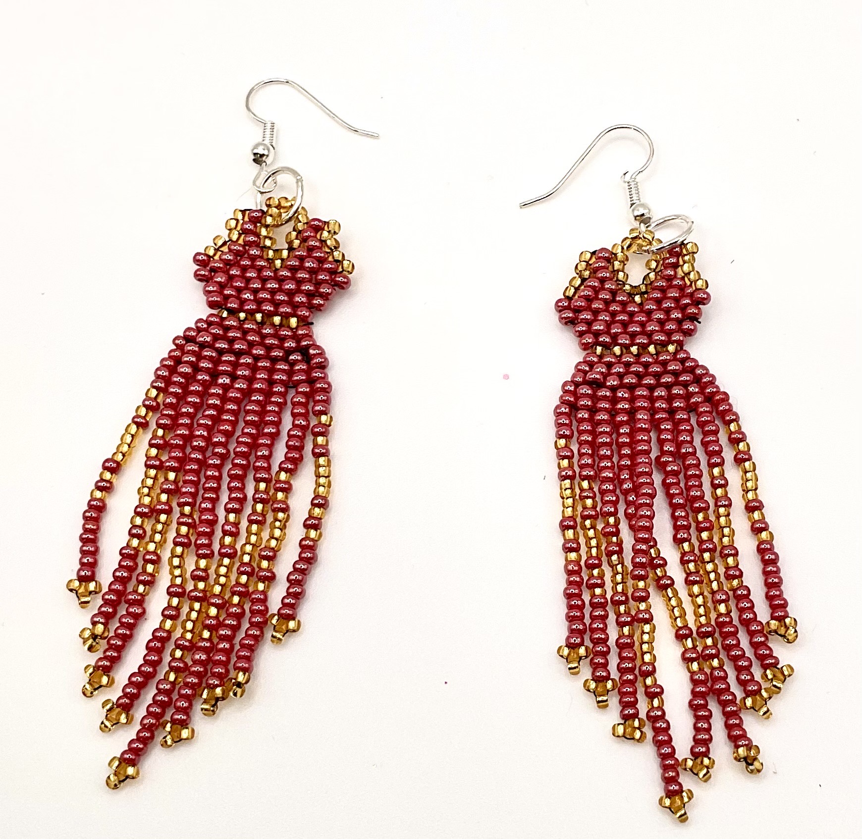 handcrafted red dress fringe earrings — hypoallergenic hooks handcrafted red dress fringe earrings — hypoallergenic hooks