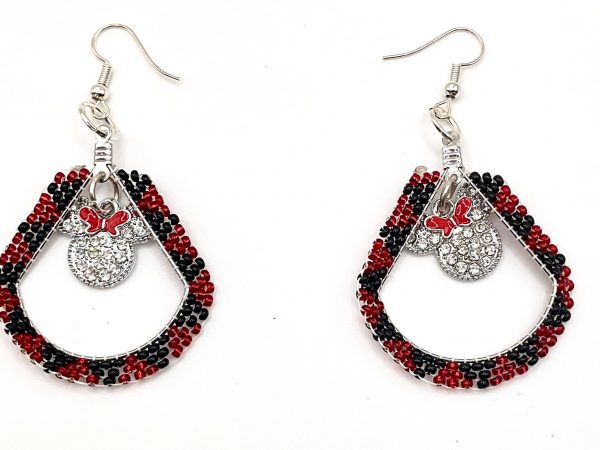 Home handcrafted white, clear & blue beaded fringe earrings — hypoallergenic hooks