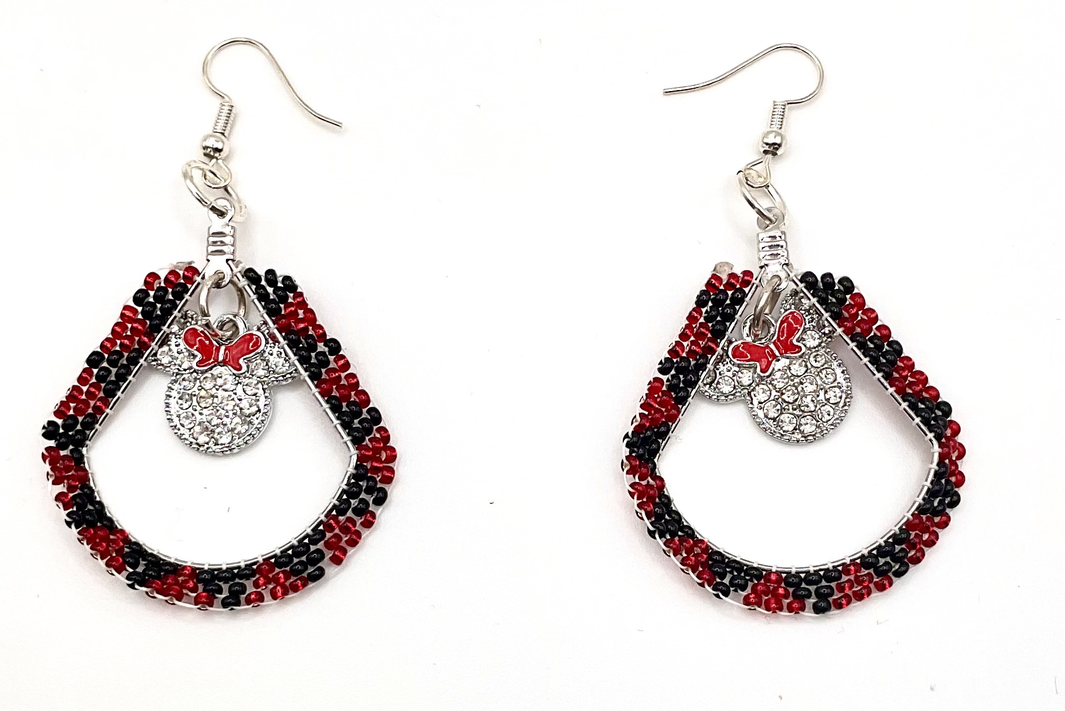 handcrafted white, clear & blue beaded fringe earrings — hypoallergenic hooks handcrafted white, clear & blue beaded fringe earrings — hypoallergenic hooks